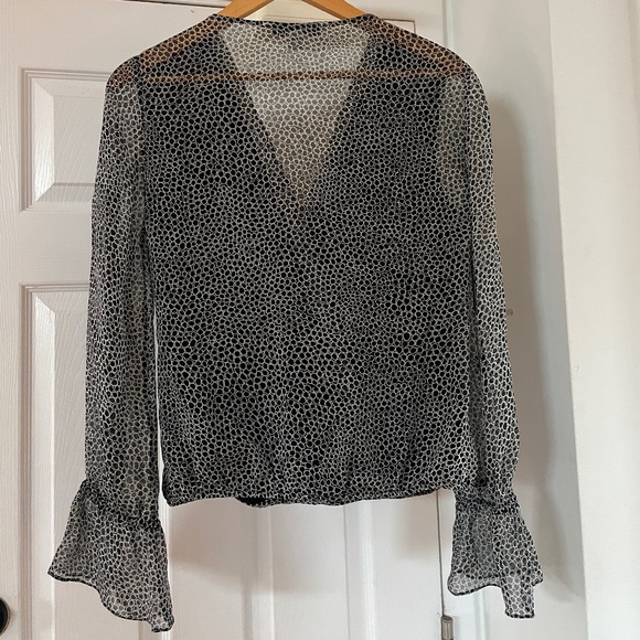 Diane Von Furstenberg Svetlana Sheer Silk Draped Long Sleeve Blouse Size 10 READ - Picture 7 of 8